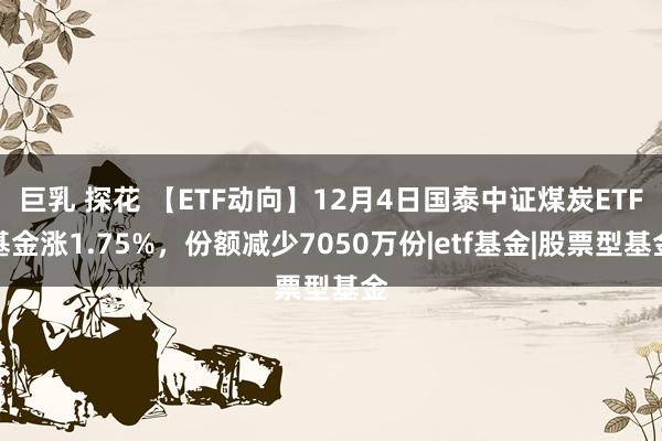 巨乳 探花 【ETF动向】12月4日国泰中证煤炭ETF基金涨1.75%，份额减少7050万份|etf基金|股票型基金